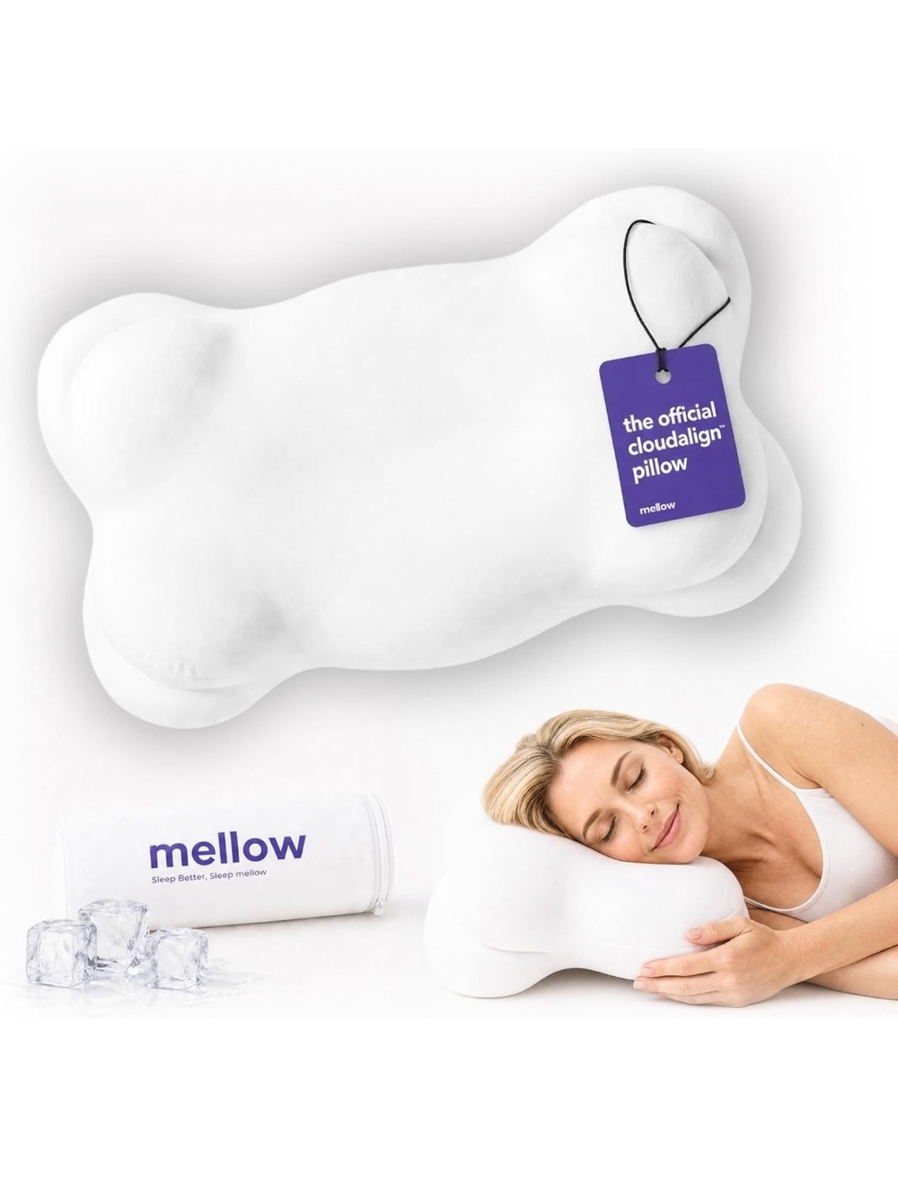 Mellow CloudAlign Contour Pillow - White